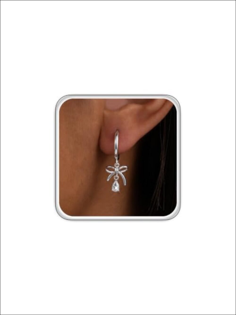 14K Gold Plated Bow Earrings for Women Cubic Zirconia Stud Dangle